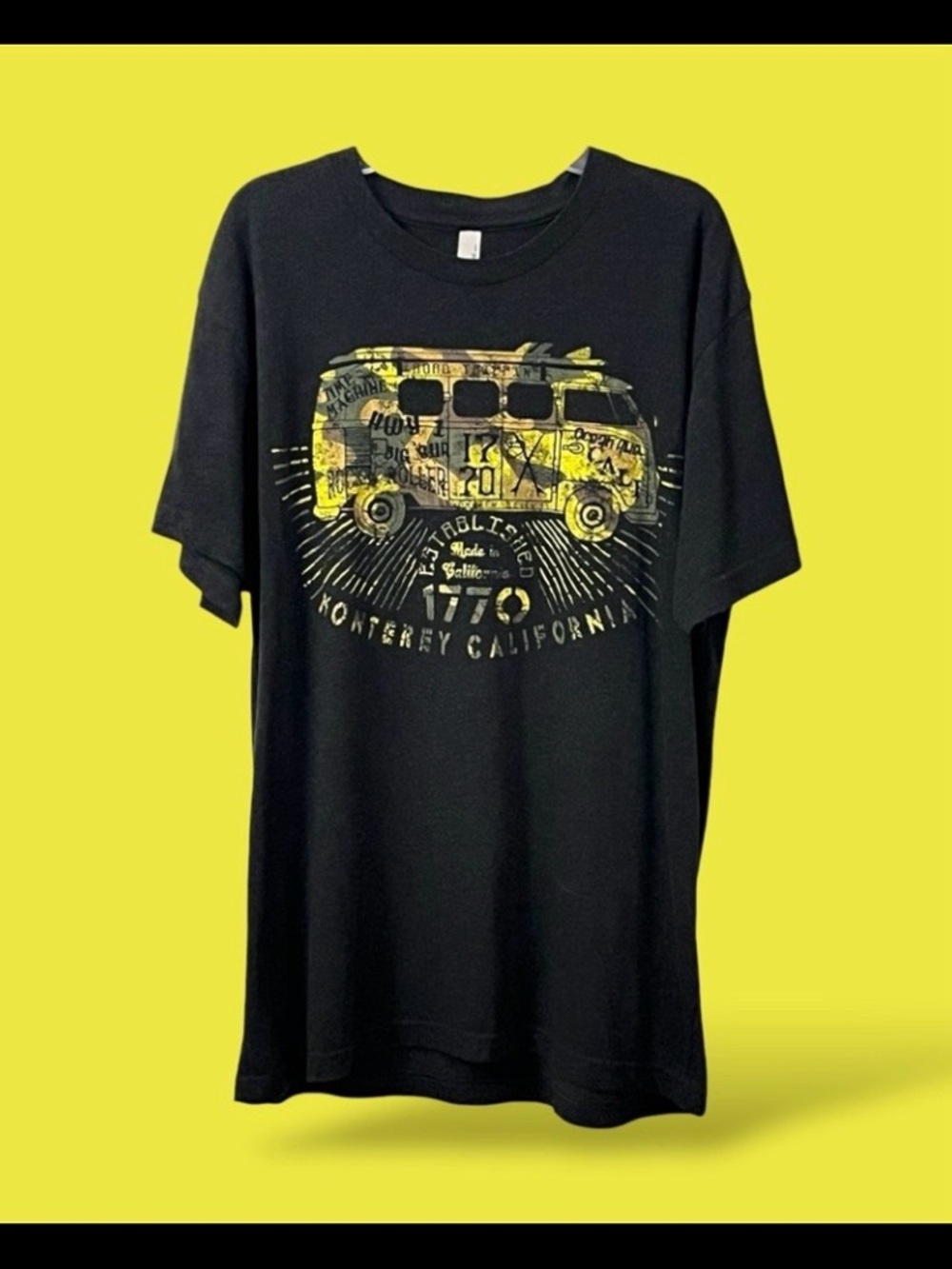 Lazy Hippie Van 70s Partridge Family Monterey CA Surfer Peace Love Festival Tee